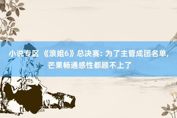 小说专区 《浪姐6》总决赛: 为了主管成团名单， 芒果畅通感性都顾不上了